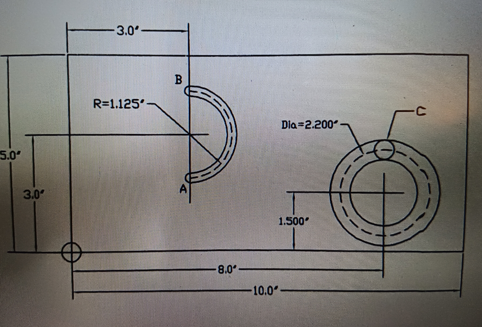 1 st , cut the arc from point A to point B using