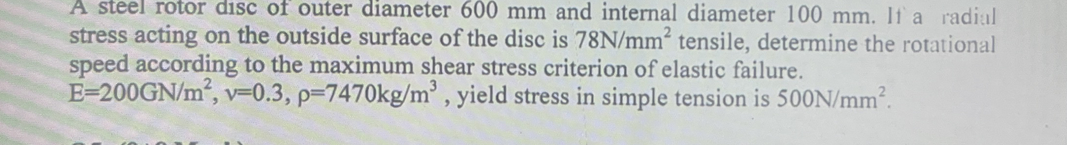 A steel rotor disc of outer diameter 6 0 0 mm and