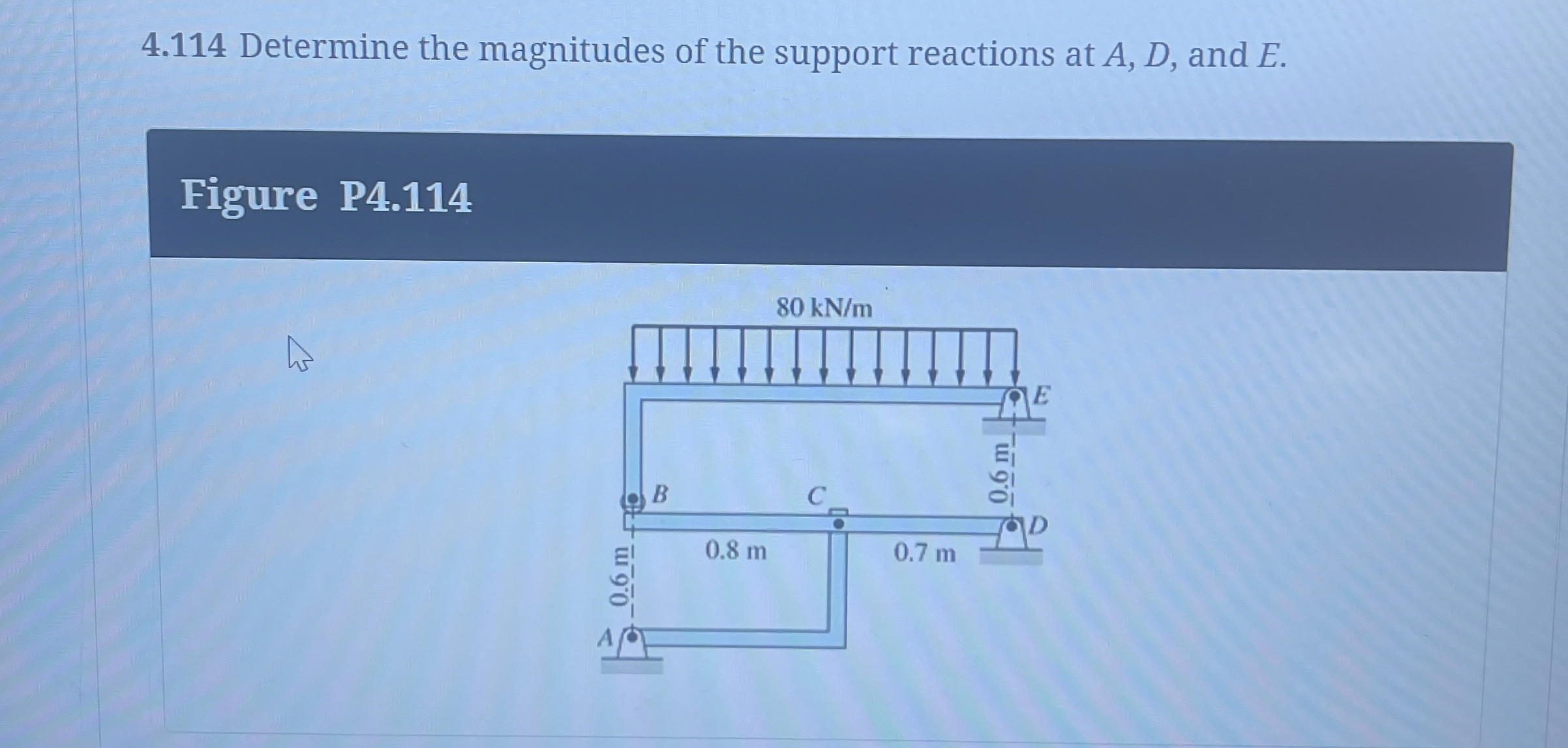 4 . 1 1 4 Determine the magnitudes of the support