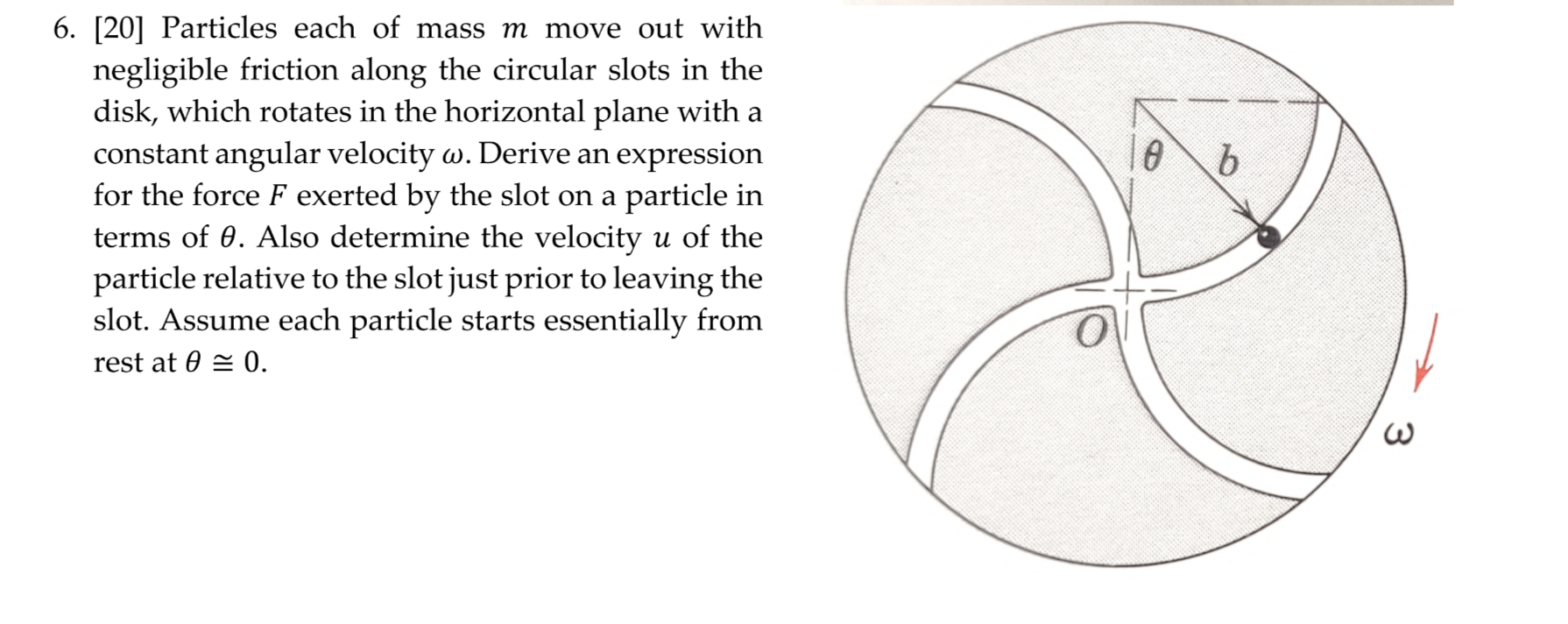 6 . [ 2 0 ] Particles each of mass \ ( m \ ) move