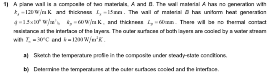 A plane wall is a composite of two materials, A