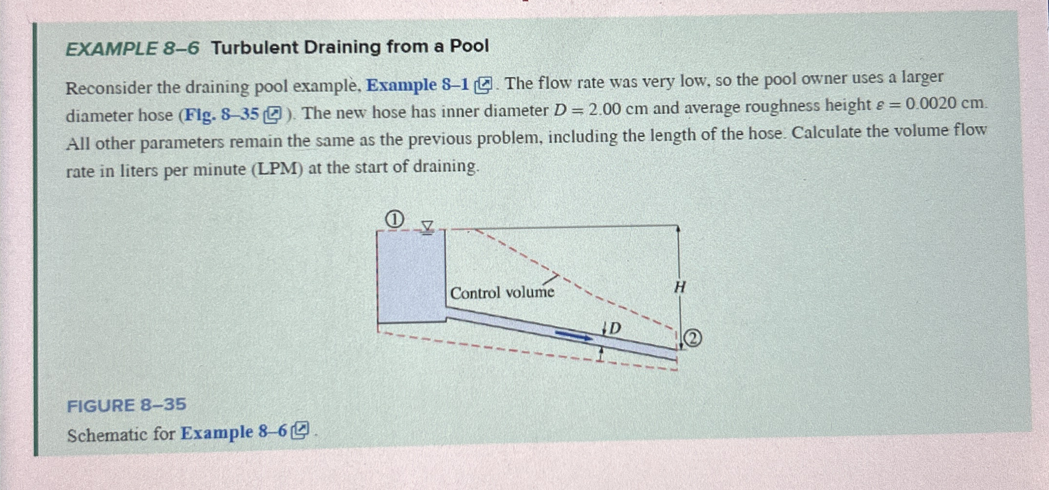 EXAMPLE 8 - 6 Turbulent Draining from a Pool