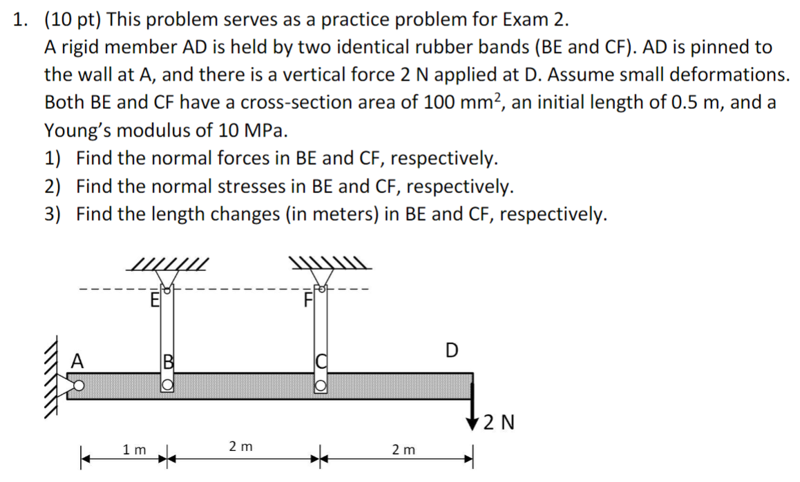 1 ) Find the normal forces in BE and CF ,