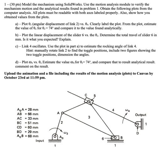 1 - ( 3 0 pts ) Model the mechanism using