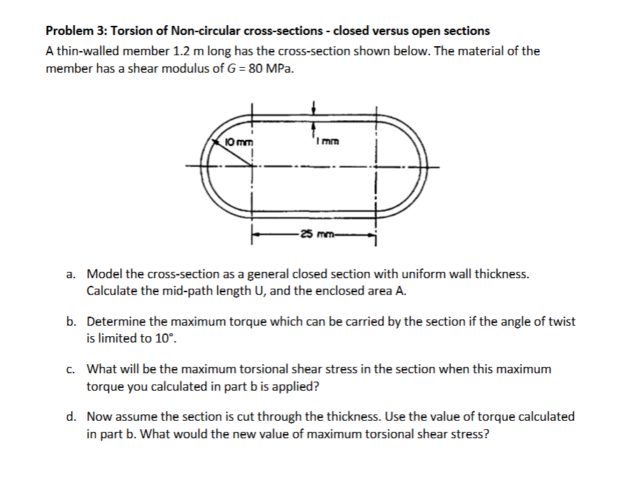 Torsion of Non - circular cross - sections -