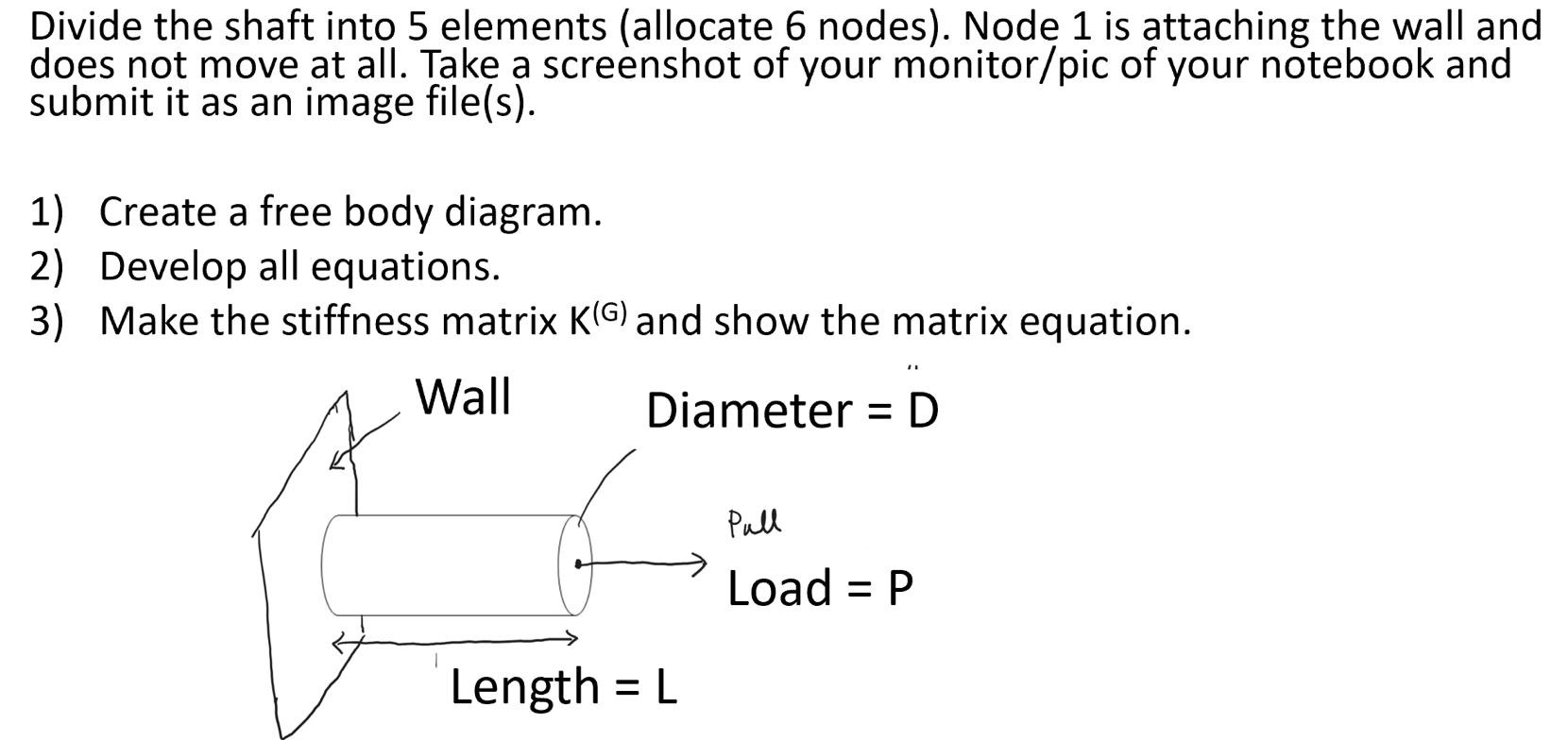 Divide the shaft into 5 elements ( allocate 6