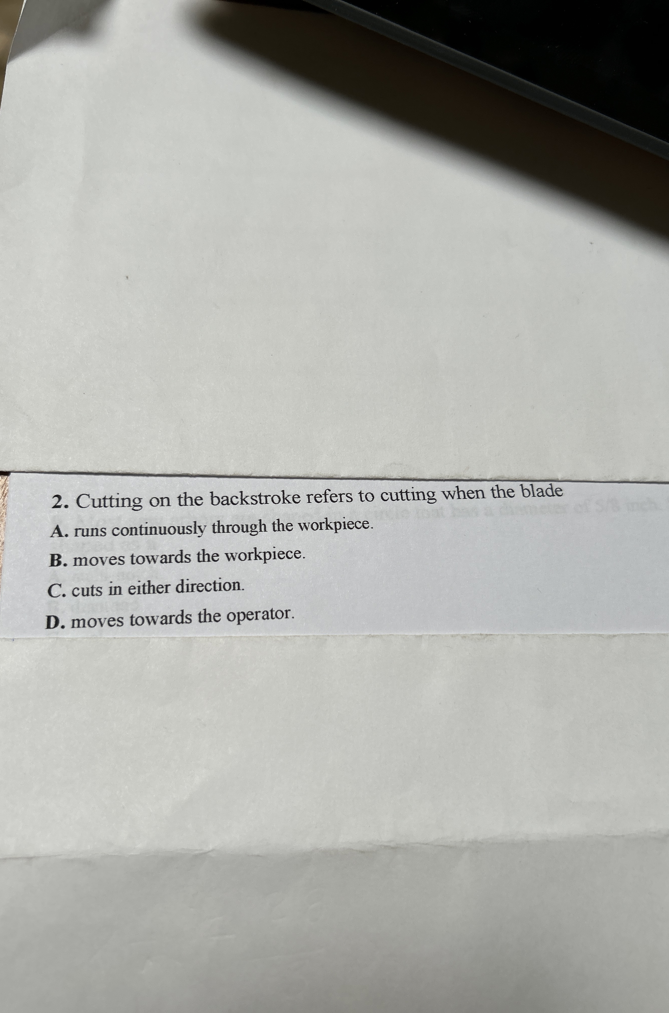 C mo resolver... Cutting on the backstroke refers
