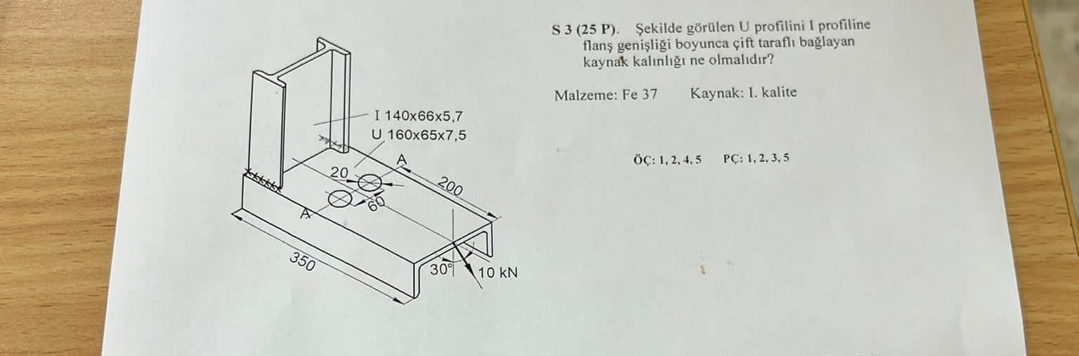 ekilde g r len U profilini I profiline flan geni