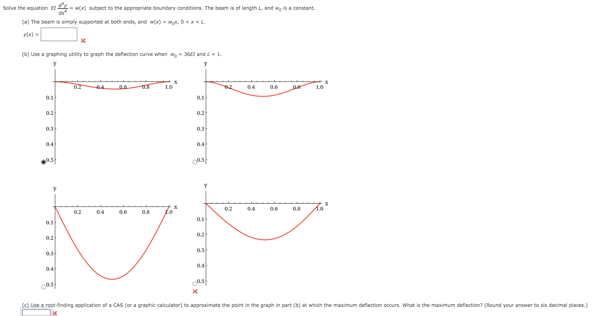 Solve the equation EI ( d ^ ( 4 ) y ) / ( dx ^ (