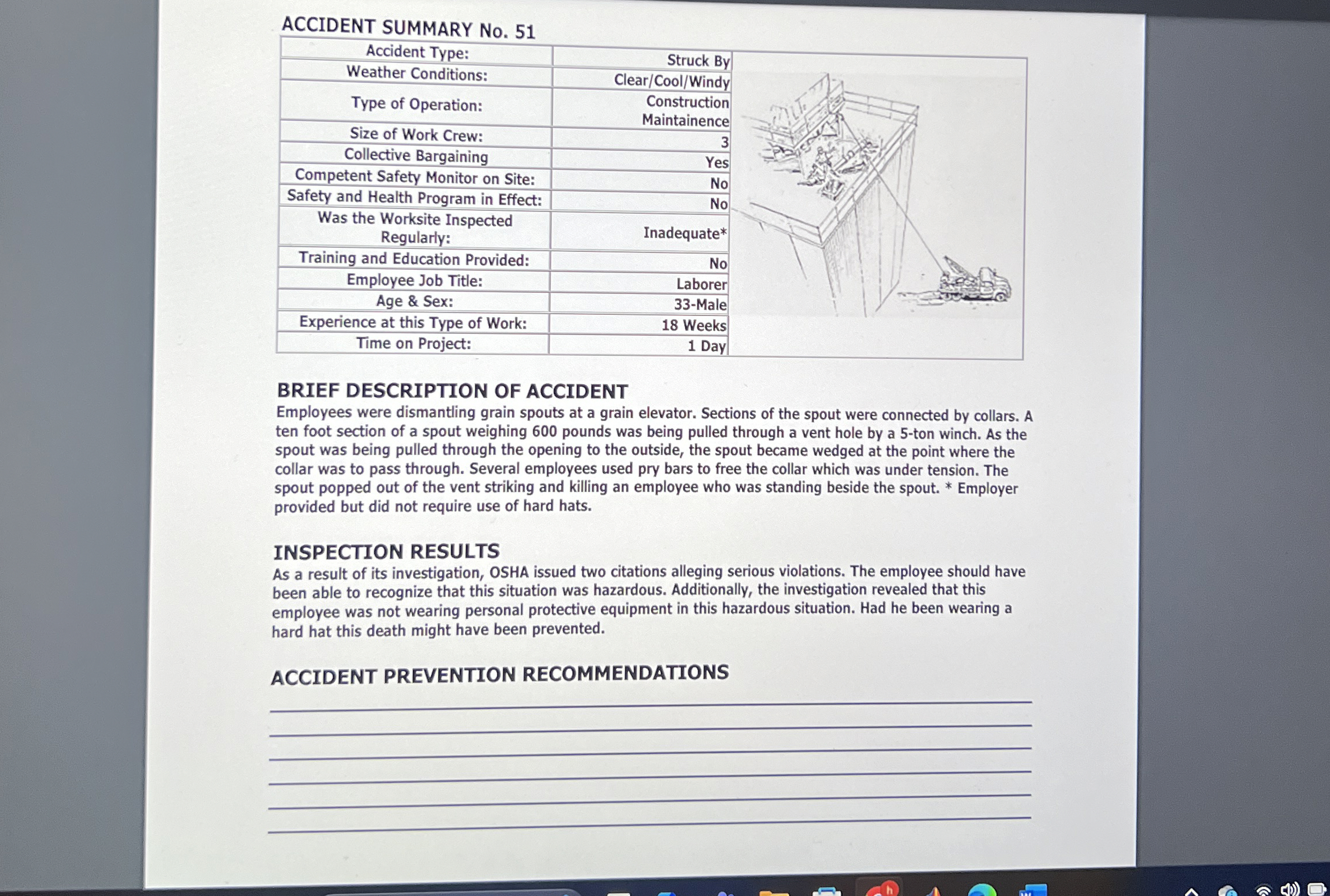 ACCIDENT SUMMARY No . 5 1 BRIEF DESCRIPTION OF