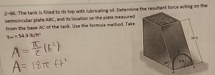 2 - 8 6 . The tank is filled to its top with