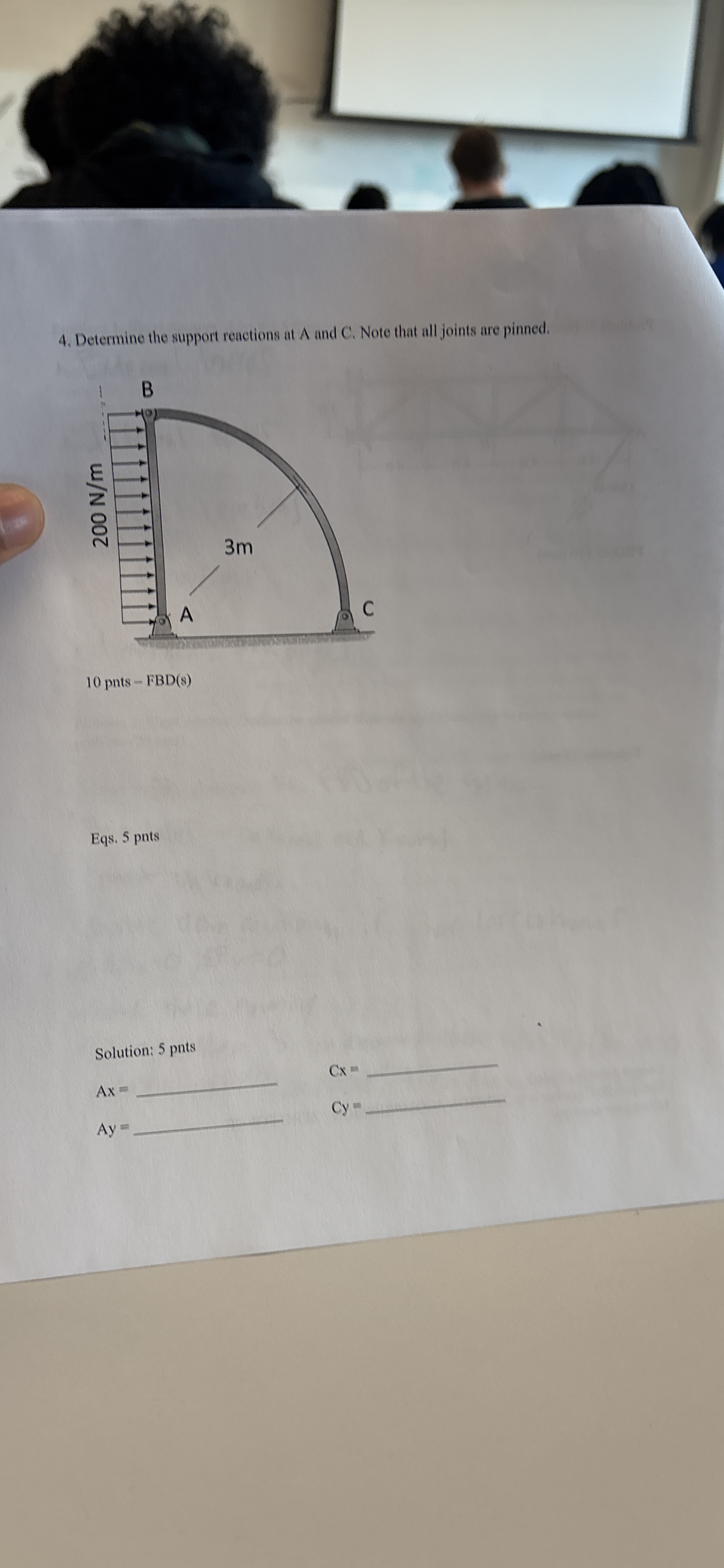 Determine the support reactions at A and C . Note