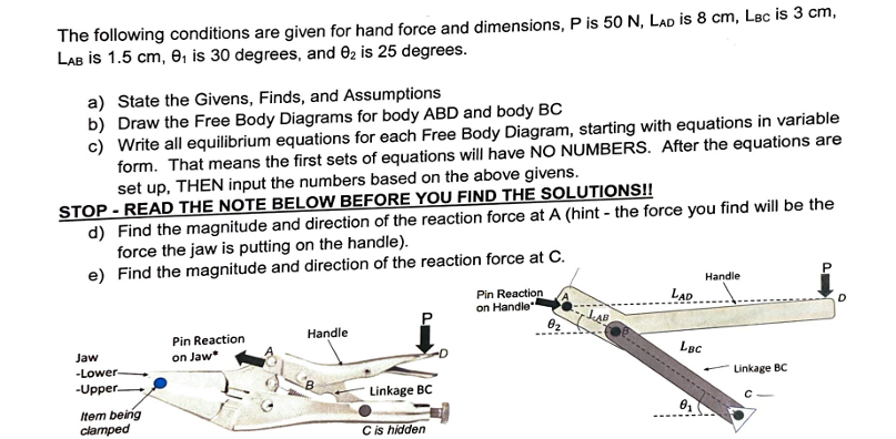 The following conditions are given for hand force