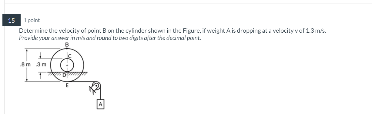 Determine the velocity of point B on the cylinder