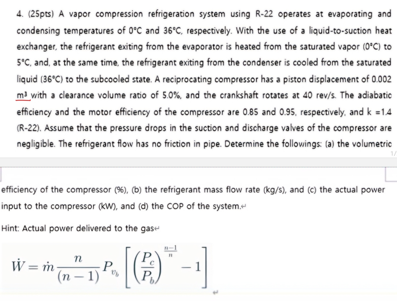 ( 2 5 prs ) A vapor compression refrigeration