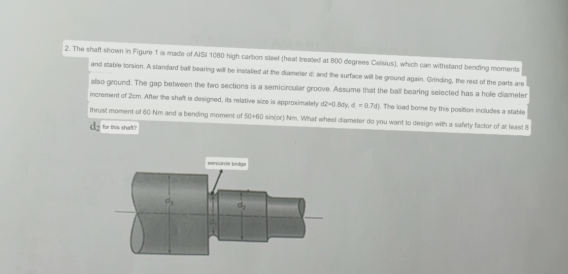 2 . The shaft shown in Figure 1 is made of AISI 1