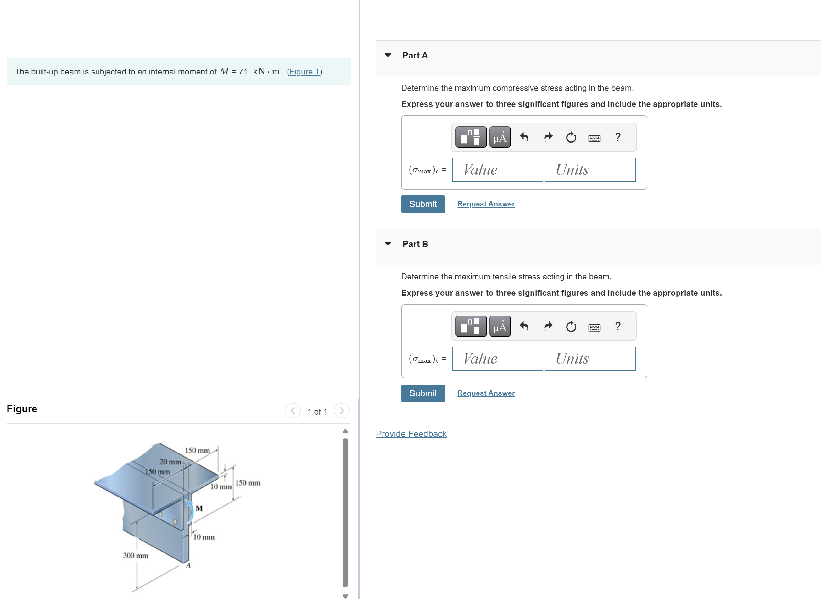The built - up beam is subjected to an internal
