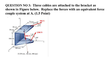 QUESTION NO 3 : Three cables are attached to the