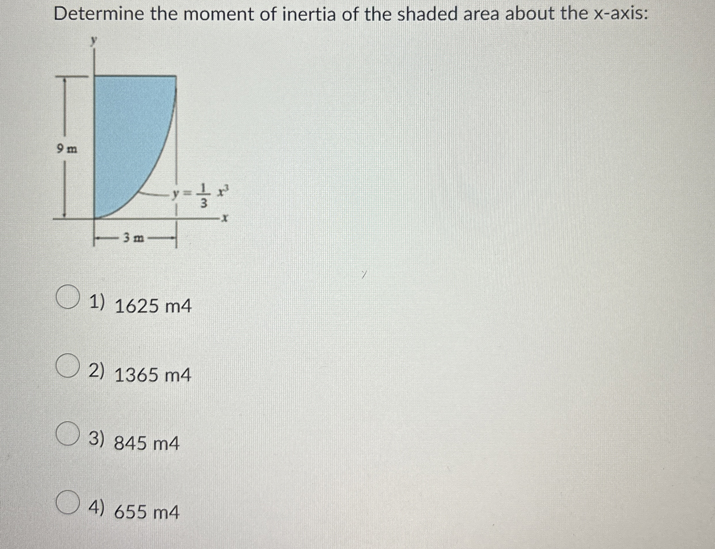 Determine the moment of inertia of the shaded