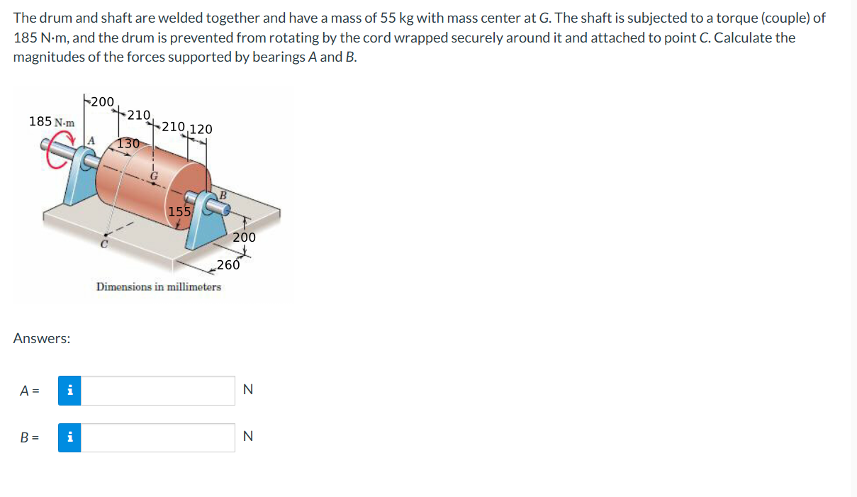 The drum and shaft are welded together and have a
