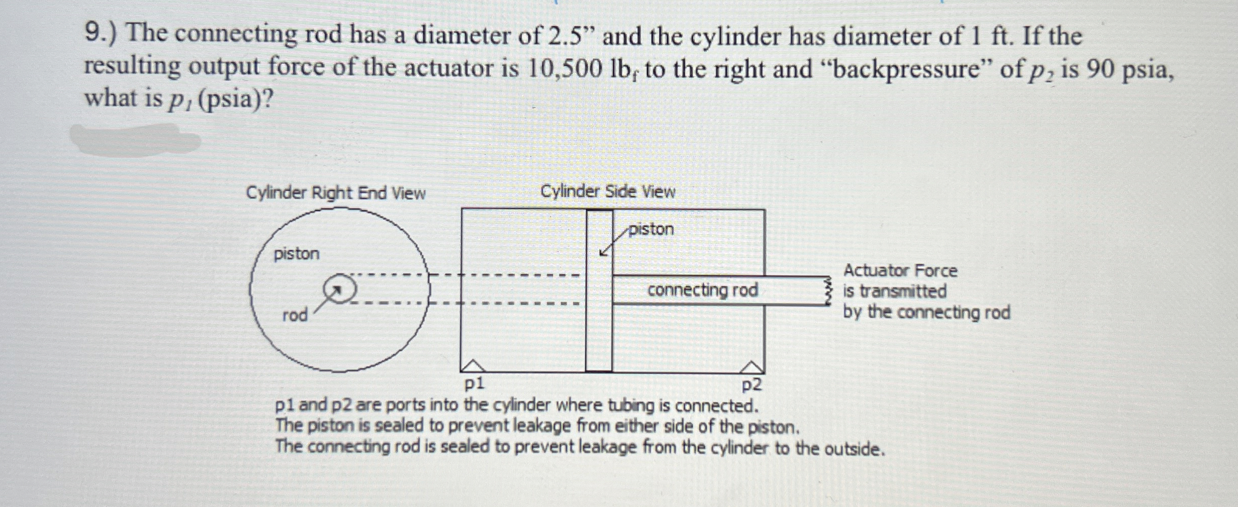 9 . ) The connecting rod has a diameter of 2 . 5