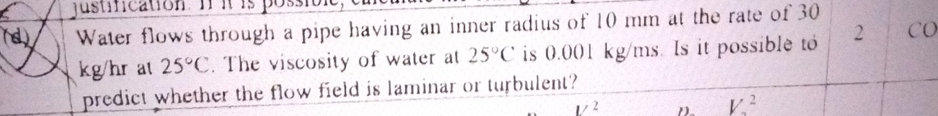 Water flows through a pipe having an inner radius