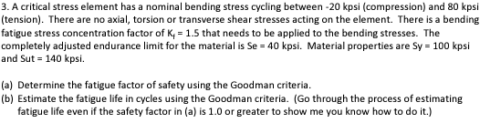 3 . A critical stress element has a nominal