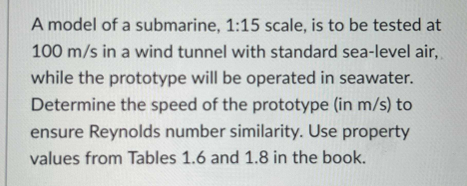 A model of a submarine, 1 : 1 5 scale, is to be