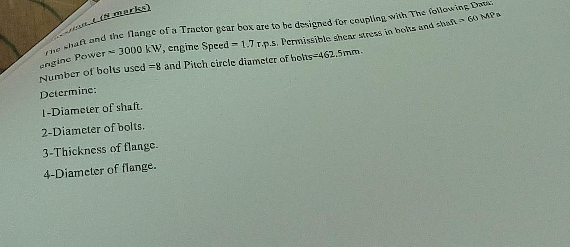 The shaft and the flange of a Tractor gear box