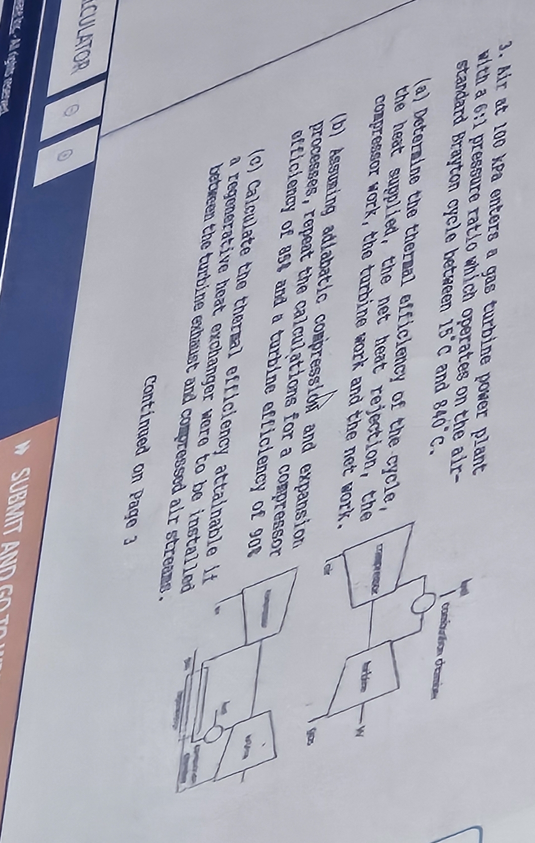 Nir at 1 0 0 kPa enters a gas turbine power plant