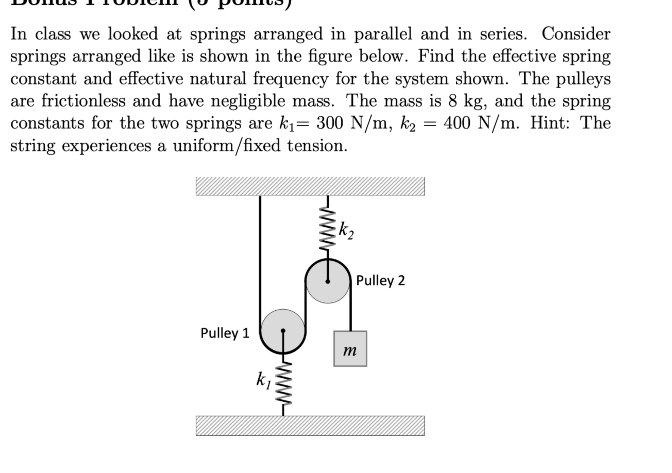 In class we looked at springs arranged in