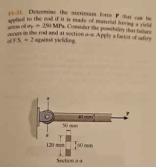1 1 - 2 1 . Determine the maximum force P that