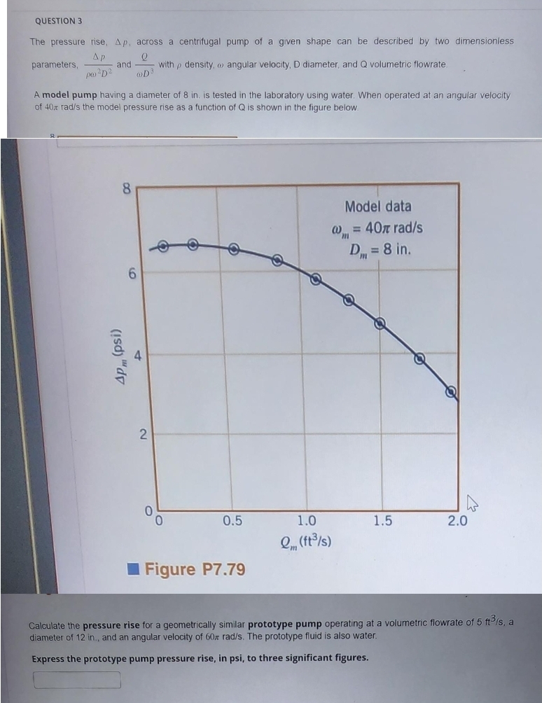 QUESTION 3 The pressure rise, p , across a