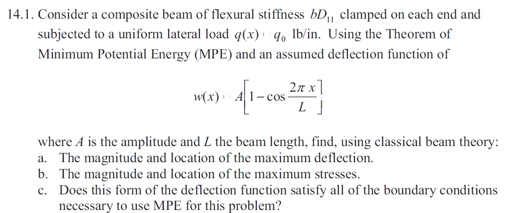 1 4 . 1 . Consider a composite beam of flexural