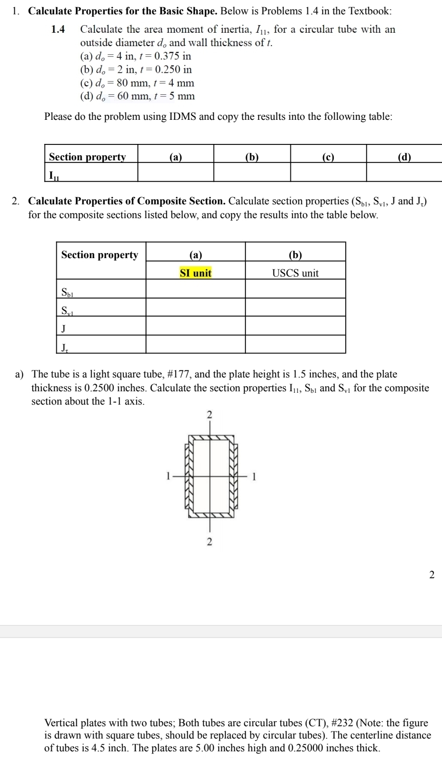 outside diameter d o and wall thickness of t . (