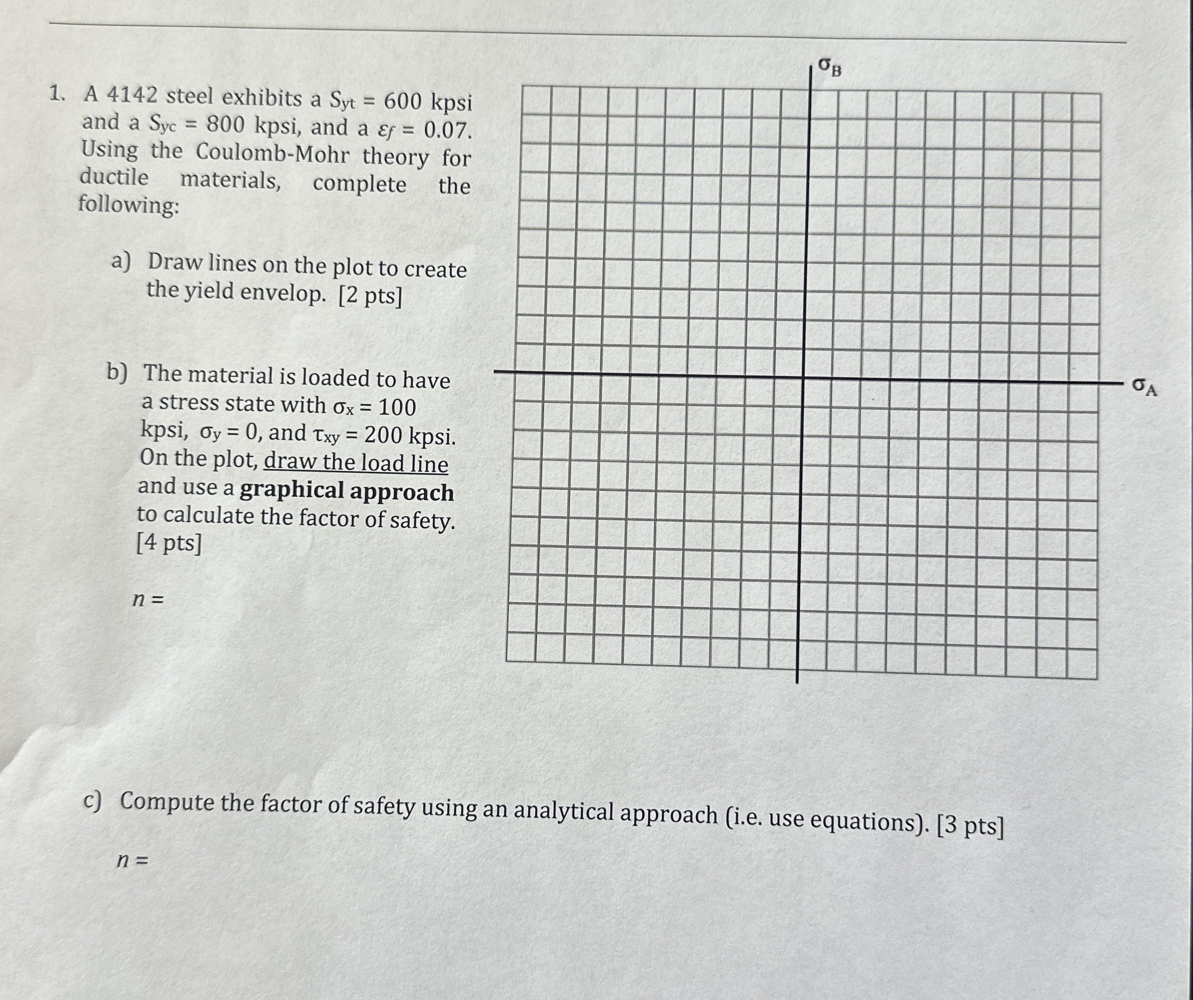 A 4 1 4 2 steel exhibits a Syt = 6 0 0 k and a S