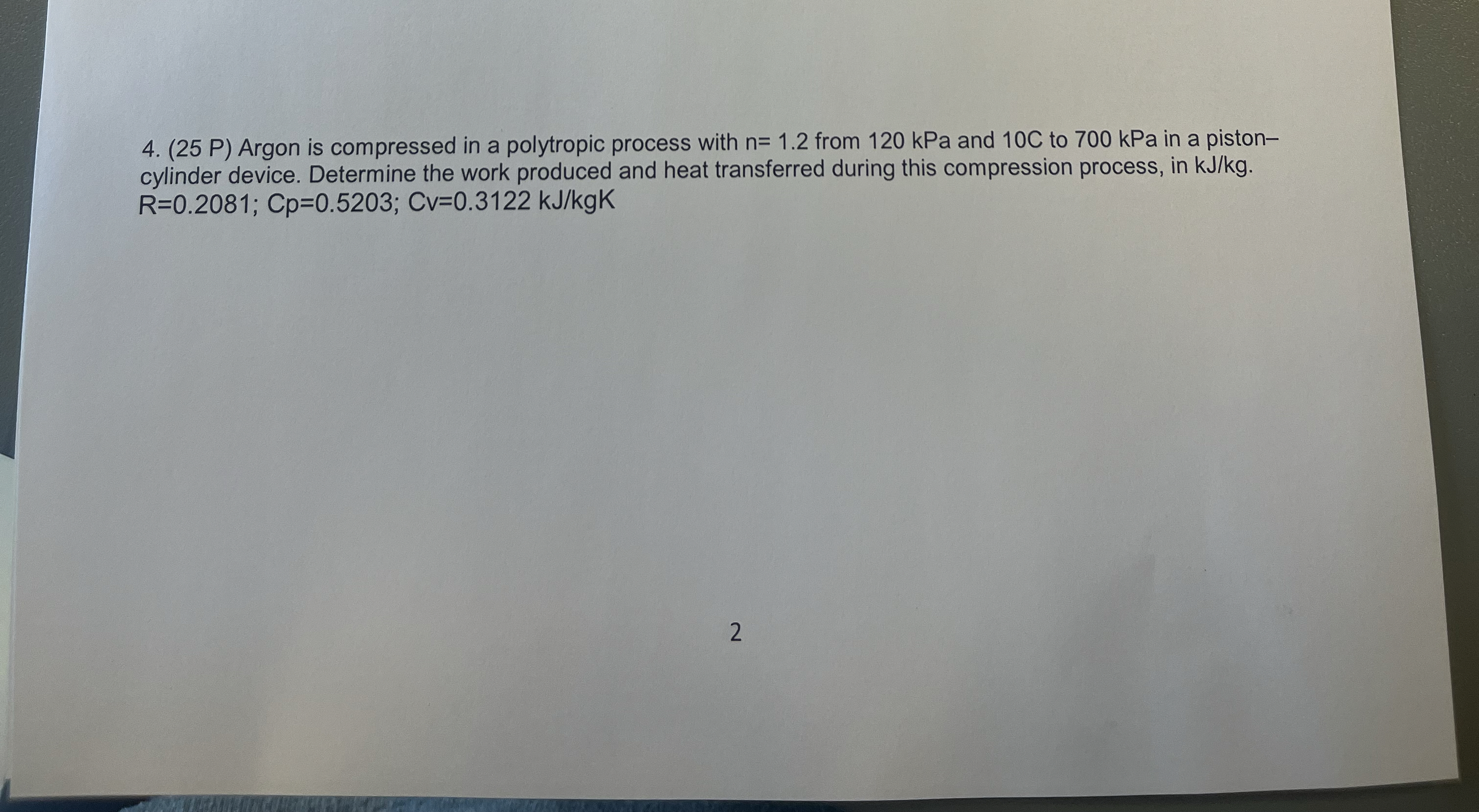( 2 5 P ) Argon is compressed in a polytropic