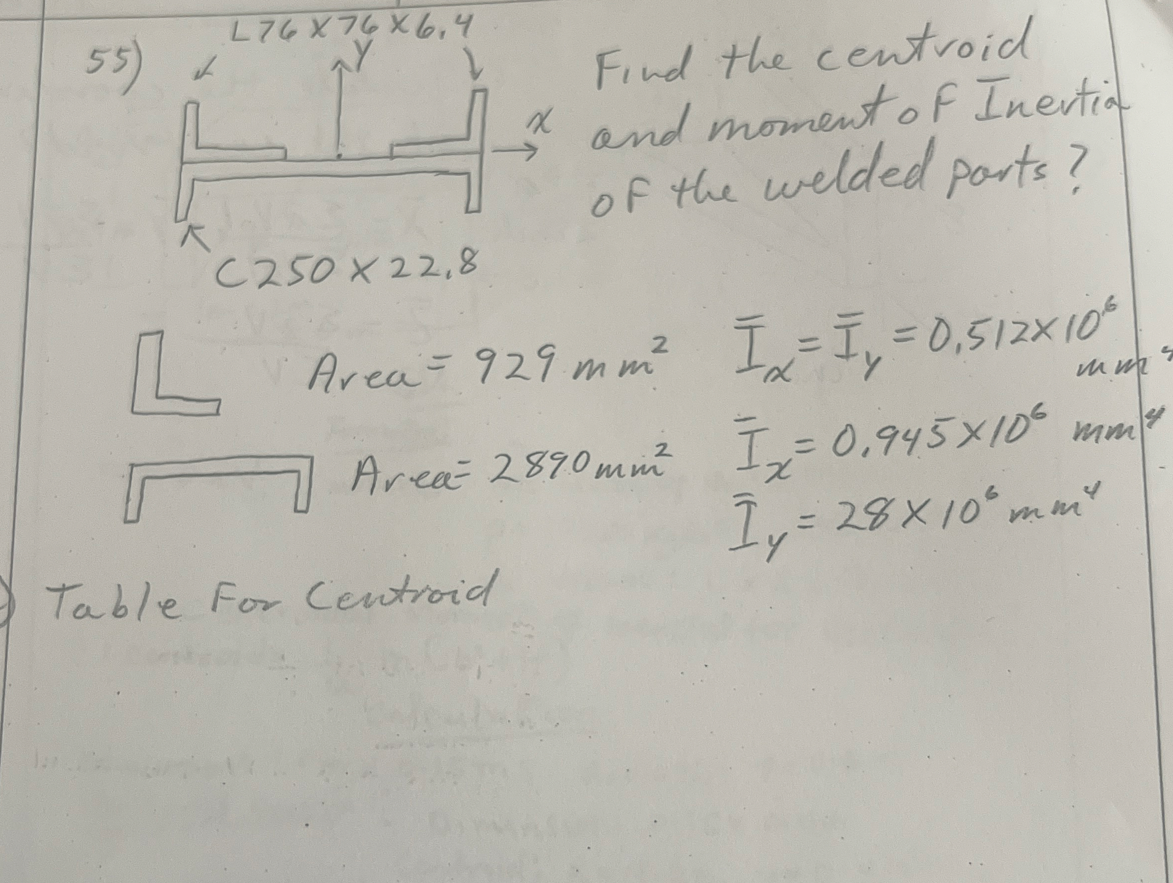 5 Find the centroid and moment of Inertia of the
