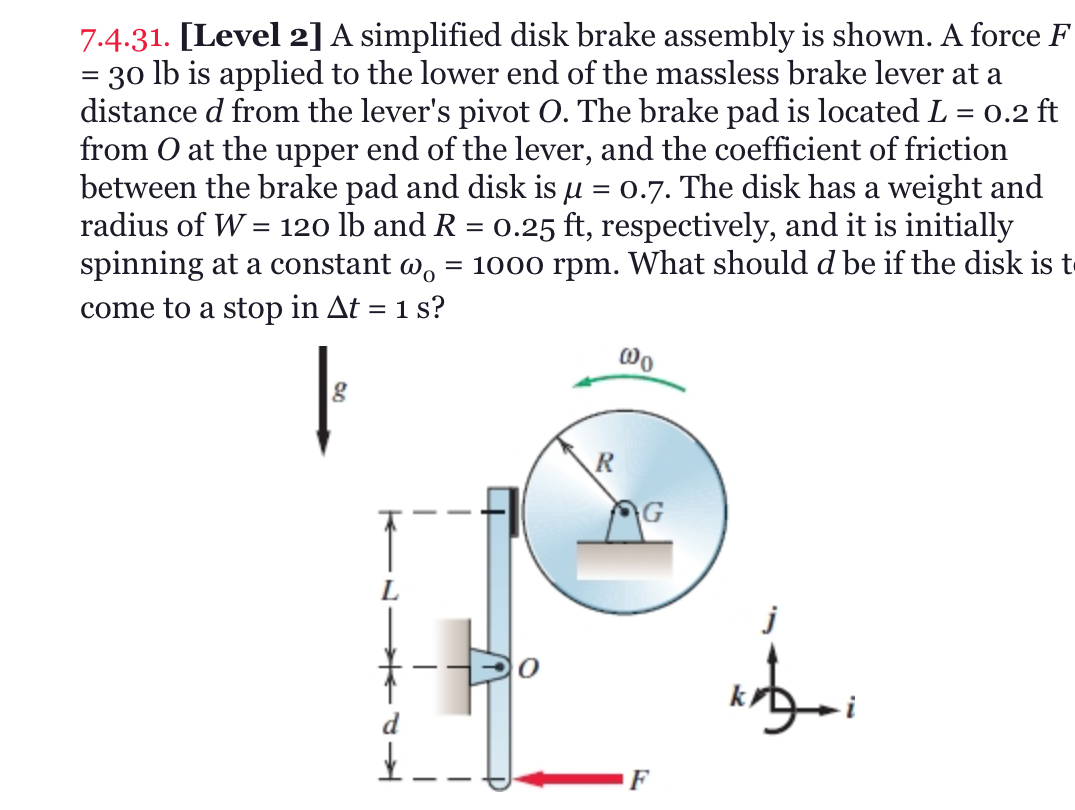 7 . 4 . 3 1 . [ Level 2 ] A simplified disk brake