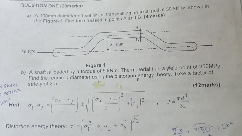 QUESTION ONE ( 2 0 marks ) a ) A 1 0 0 mm