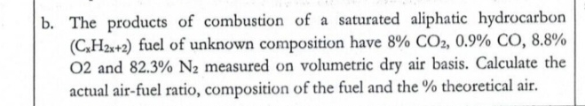 b . The products of combustion of a saturated