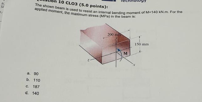1 0 CLO 3 ( 5 . 0 points ) : The shown beam is