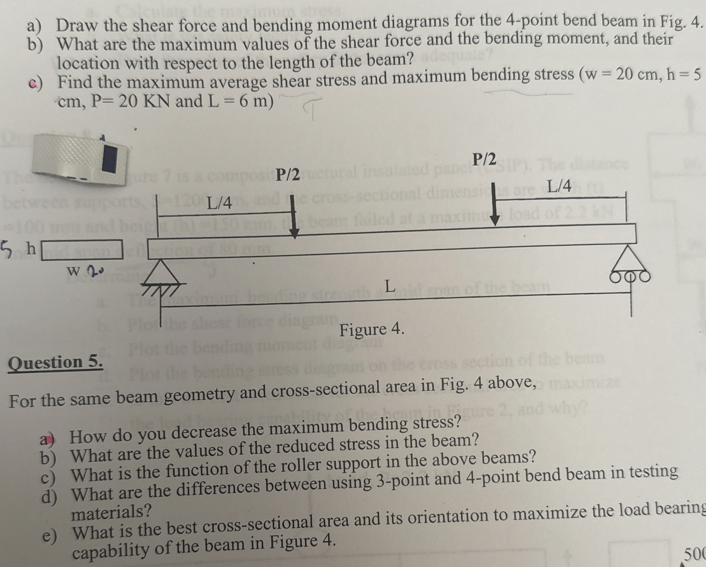 a ) Draw the shear force and bending moment