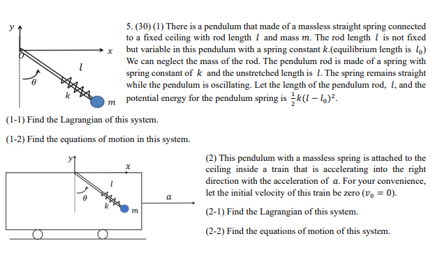 5 . ( 3 0 ) ( 1 ) There is a pendulum that made