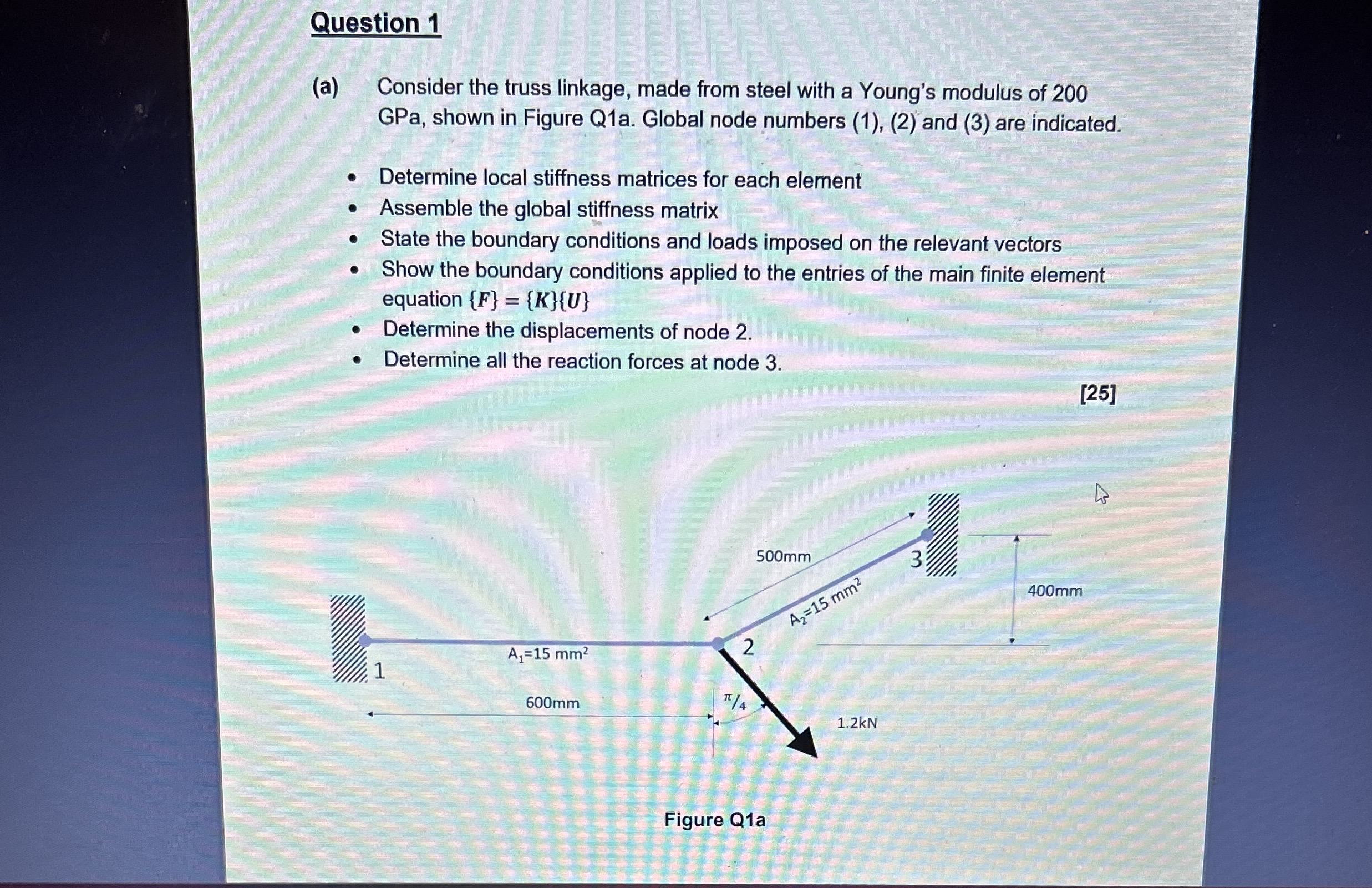 Question 1 ( a ) Consider the truss linkage, made