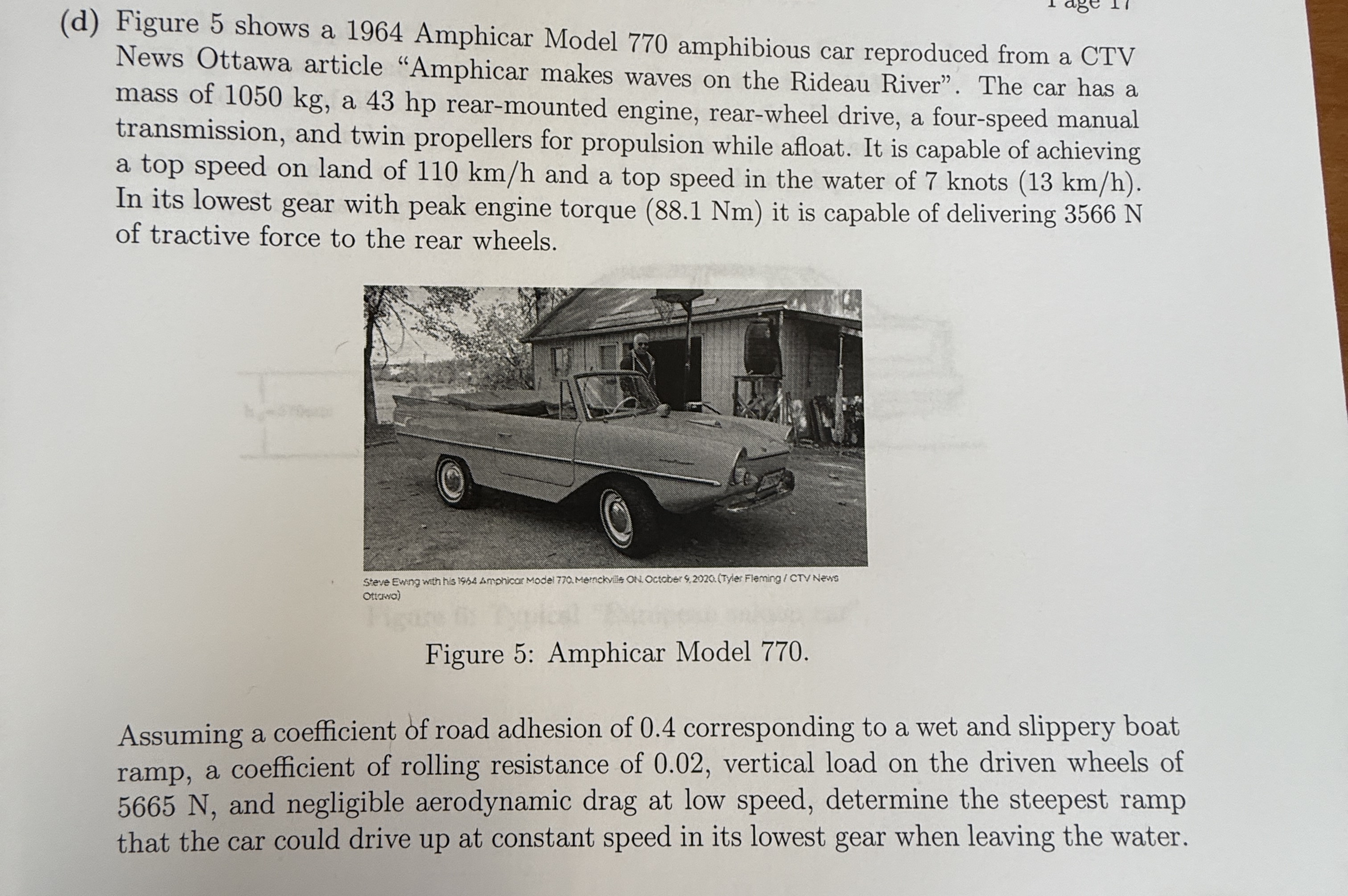 ( d ) Figure 5 shows a 1 9 6 4 Amphicar Model 7 7