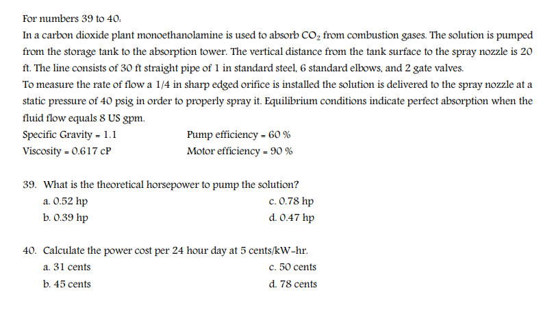 For numbers 3 9 to 4 0 : In a carbon dioxide