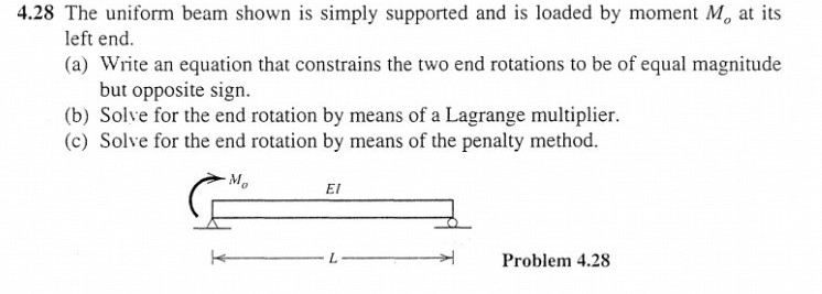 4 . 2 8 The uniform beam shown is simply