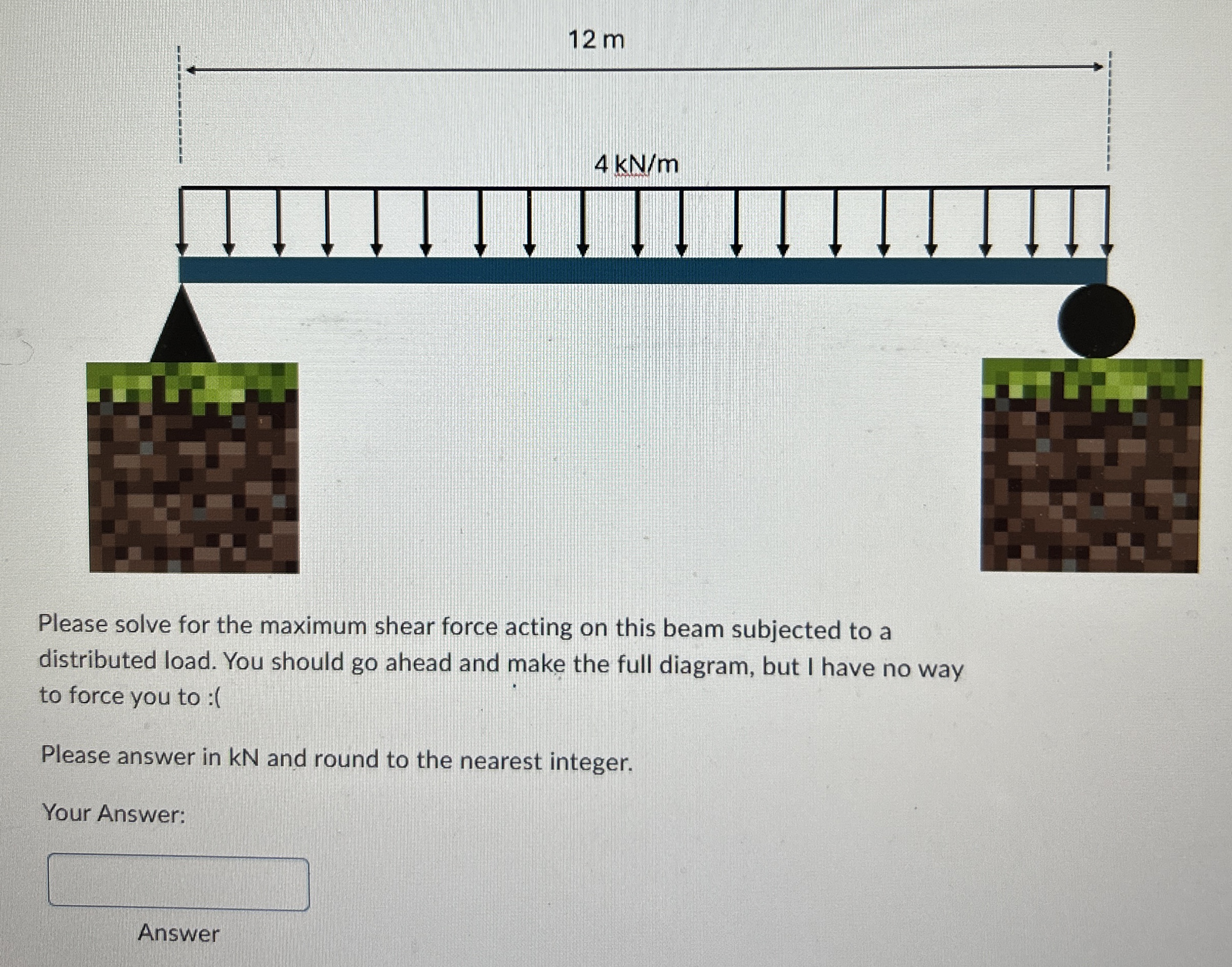 Please solve for the maximum shear force acting