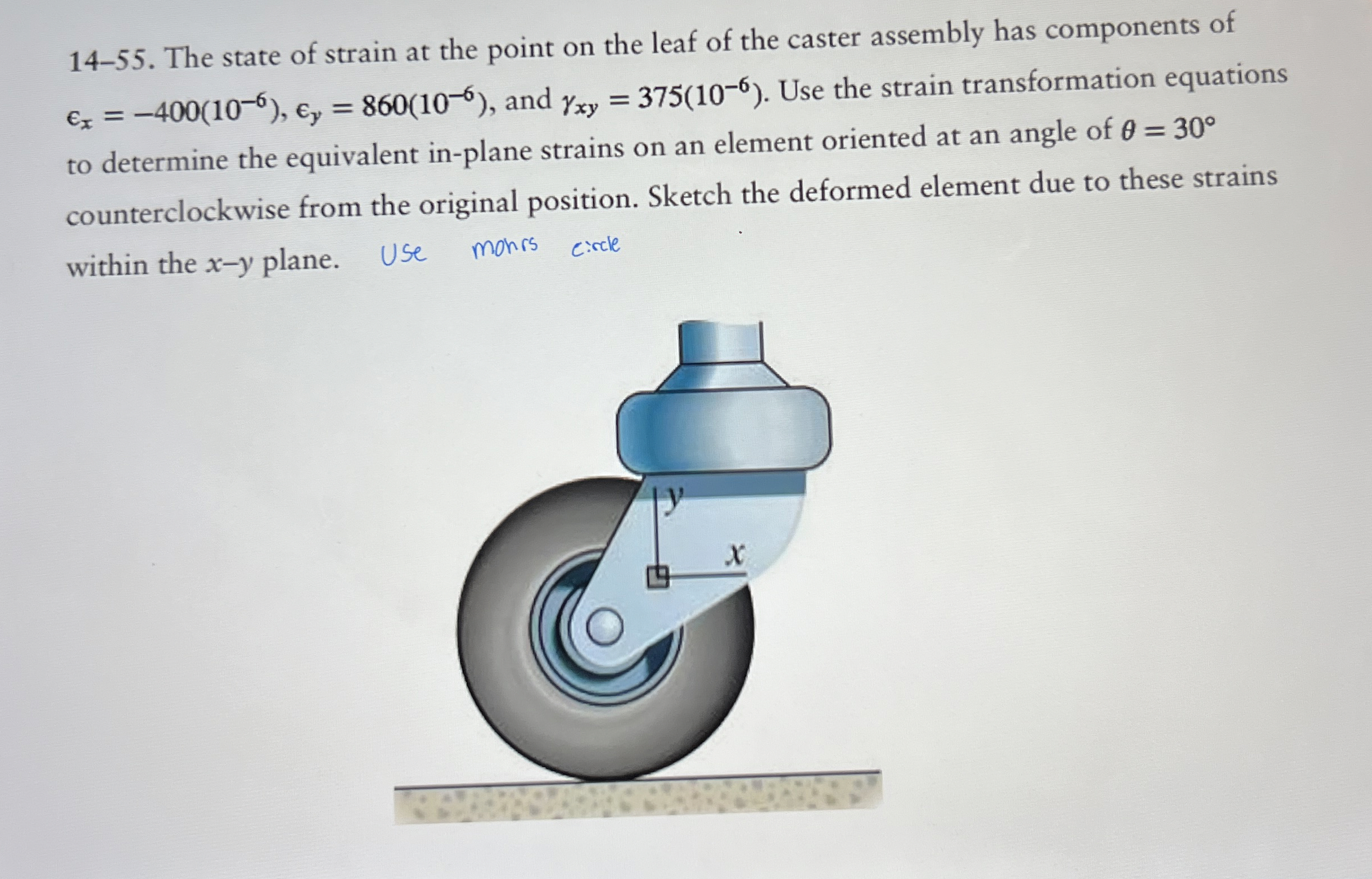 1 4 - 5 5 . The state of strain at the point on